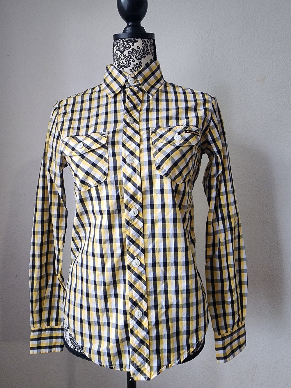 Yellow & Navy Plaid Button-Up Shirt By Civilianaire